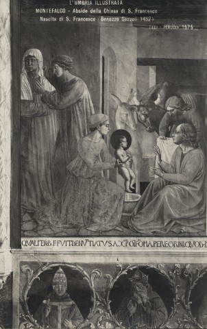 Tilli — Montefalco - Abside della Chiesa di S. Francesco. Nascita di S. Francesco (Benozzo Gozzoli 1452) — particolare